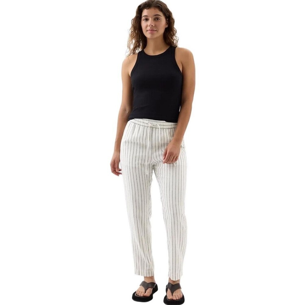 GAP Women's Easy Pants Size XXL Stripe Drawstring Waist Mid-Rise Pockets